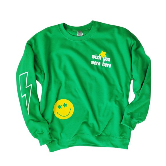 Green Smiley Star Lightning Bolt Sweatshirt - Picture 3 of 9